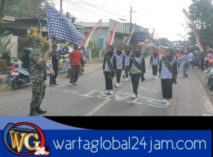 Danramil 0825/19 Sempu Menghadiri Pelepasan Regu Gerak Jalan Semi Tradisional Kalista Memperingati HUT RI Ke-79